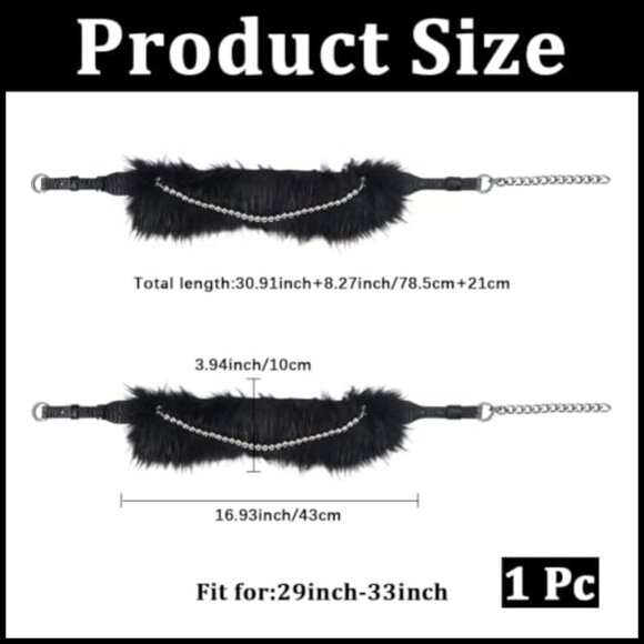 Faux Fur PU Leather Chain Waist Belt Adjustable Wide Chunky Belt main image 4